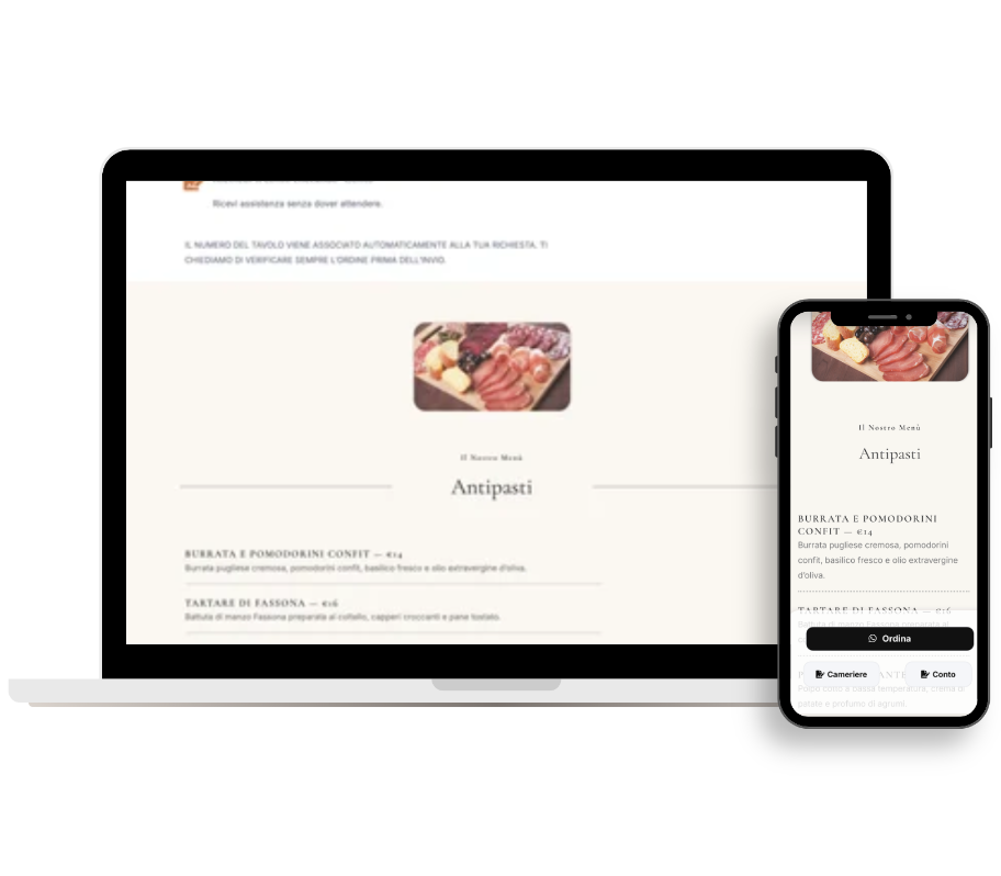 Template sito web professionale menu