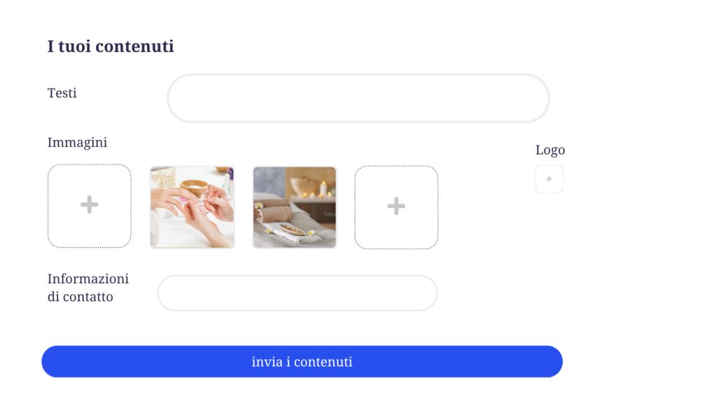 Invio contenuti per la realizzazione del sito web