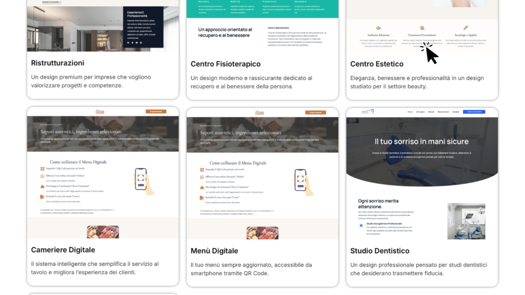 Template professionale ottimizzato per desktop e mobile