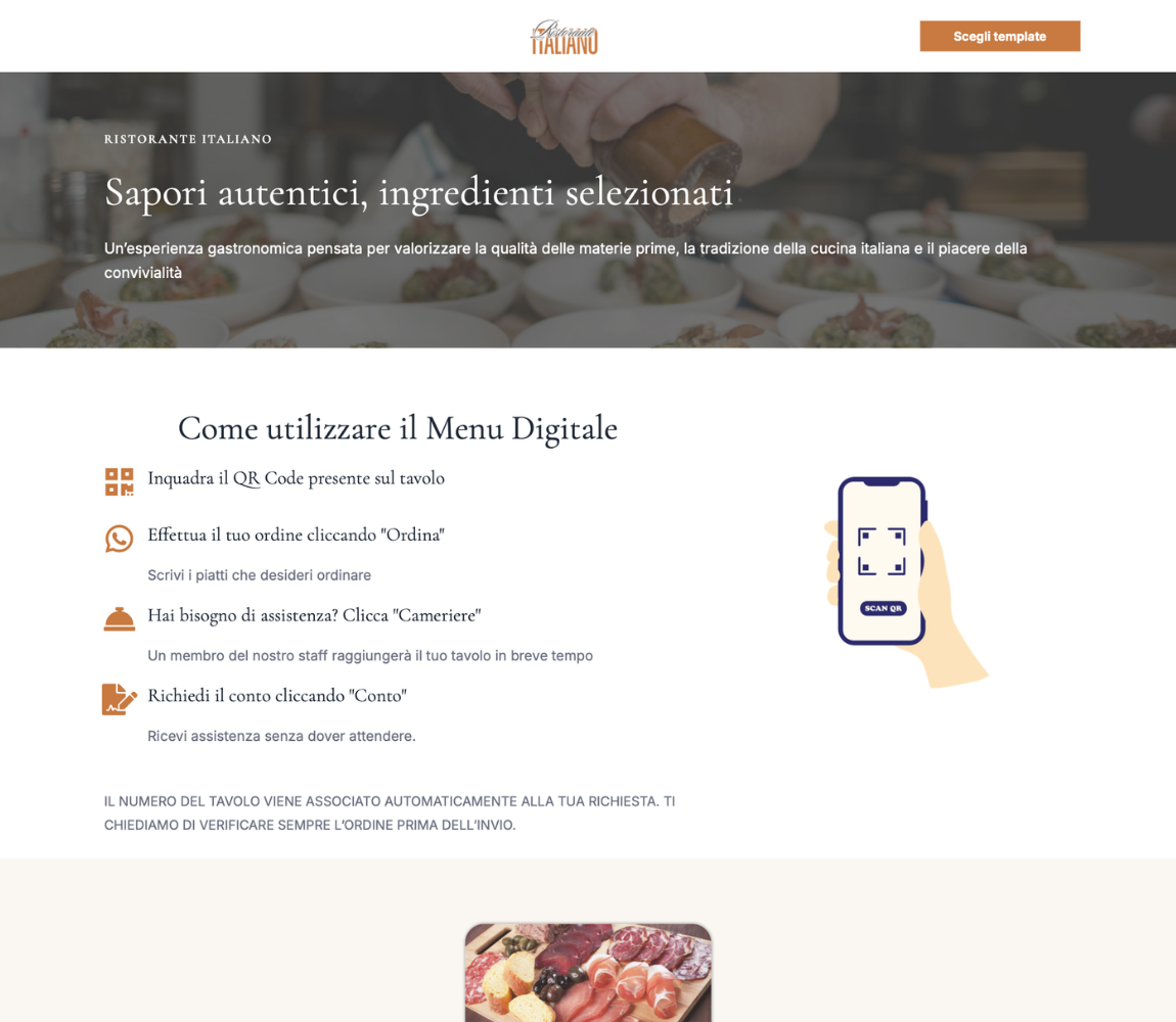 QR code menu ristorante