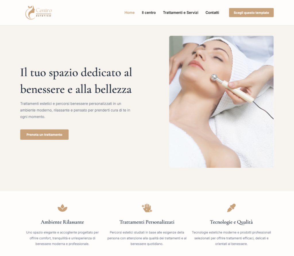 realizzazione sito web centro estetico