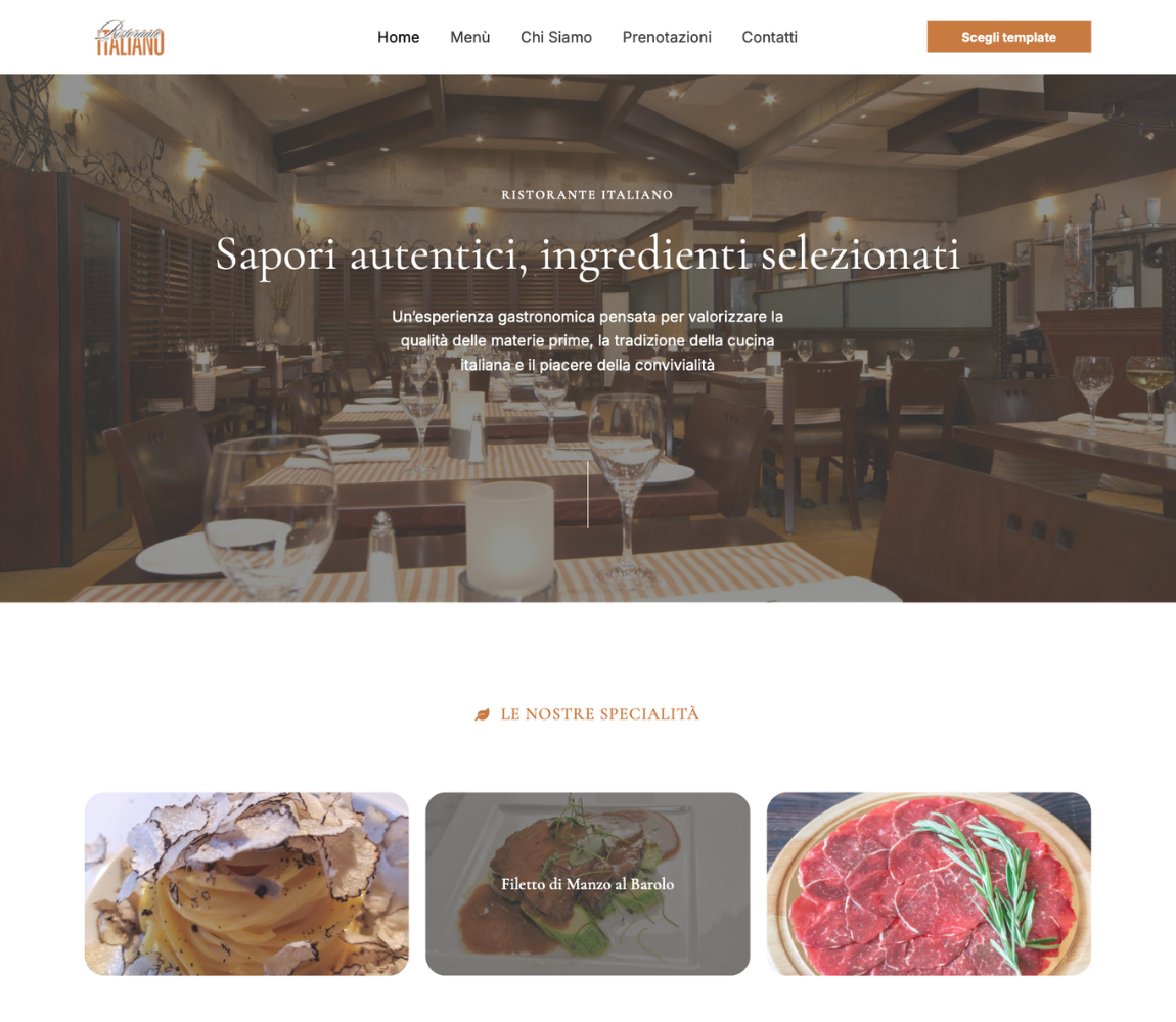 design per siri web per ristoranti